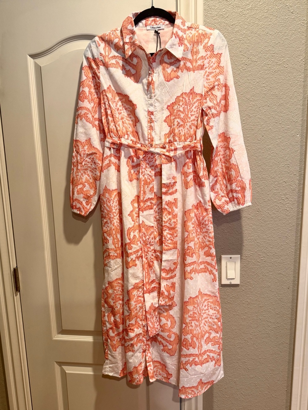 NWT Celina Moon Tie Belt Lined Midi Shirt Dress